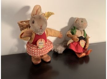 Pair Of Vintage Steiff Animals Bunny Bibbie, Squirrel Lixie