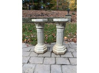 Pair Of Corinthian Style Concrete Pedestal Plinths