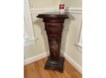Antique New York State Carved And Inlayed Victorian Pedestal