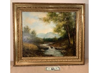 Signed I. Cafieri Oil On Canvas Woodland River Scene