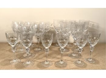 18 Pc. Vintage Gallia Rogaska Crystal Glass Lot Wine, Cordials