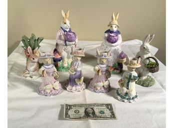 8 Easter Bunnies/ Ceramic Candle Sticks