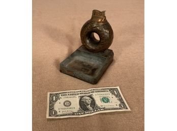 Vintage Metal Ashtray With Donut Lighter Bar Collectable