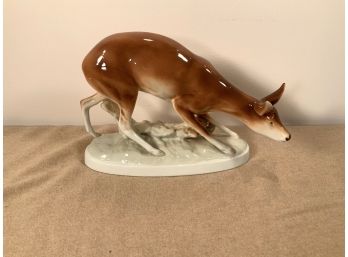 Royal Dux Porcelain Hand Painted Doe