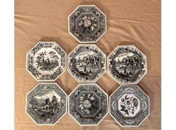 7 Pc. Spode Archive Sutherland Collections Octagon Plates