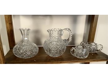 Group Of 4 Antique American Brilliant Period Cut Glass