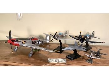 Lot Of 6 Model Airplanes, Wooden, Plastic And Metal