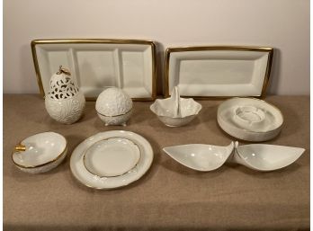 9 Pc. Lenox Cream And Gold Porcelain