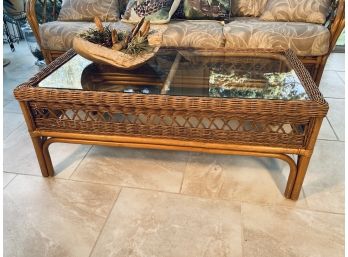 Braxton Culler Wicker, Rattan & Glass Top Coffee Table