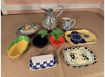 9 Pc. Assorted Hand Decorated Table Ware