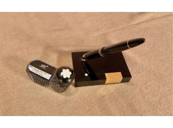 Mont Blanc Mesiterstuck #149 Fountain Pen And Stand With Inkwell