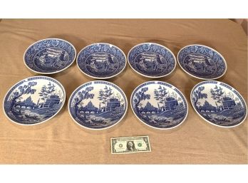 8 Pc. Spode Blue Room Collection Round Shallow Bowls 10”