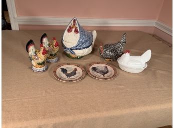 Collection Of Ceramic Chickens Rooster