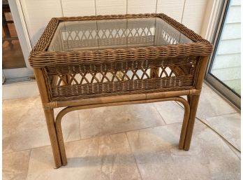 Braxton Culler Wicker, Bamboo & Glass Top Side Table