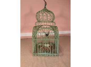 French Style Wire Birdcage Green Paint