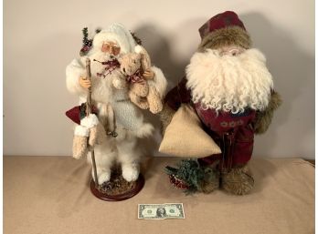 Lot Of 2 Hand Made Santas