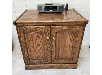 Vintage Oak Entertainment Stand Record Cabinet