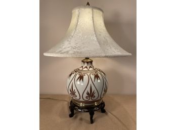 Contemporary Hand Painted Asian Style Porcelain Lamp