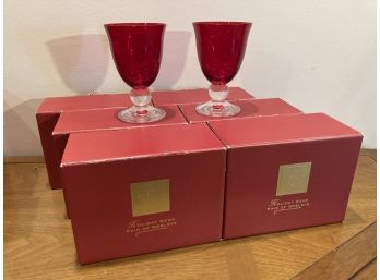 12 Pc. Lenox Ruby Red Glass Goblets Holiday Gems