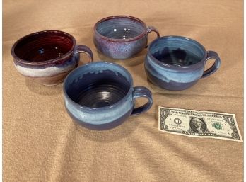 4 Chilmark Pottery Glazed Soup Bowls With Handles