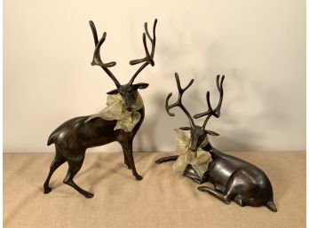 Pair Of Decorative Bronze Deer (A)