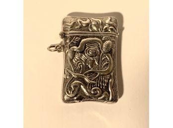 Antique Fancy Sterling Silver Match Safe With Mans Face ( FREE SHIPPING )
