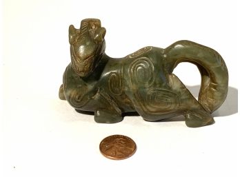 Vintage Chinese Carved  Jade / Hardstone Foo Lion ( FREE SHIPPING )