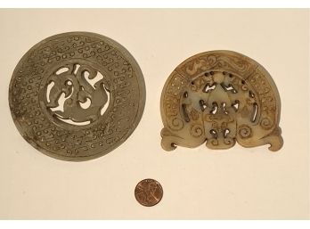 2 Hand Carved Chinese Hard Stone Fetishes  ( FREE SHIPPING )
