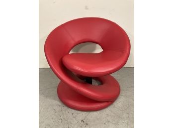 MCM Louis Durot Style Spiral Corkscrew Chair In Red