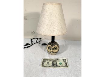 Mid-Century Carved Marble Owl Table Lamp