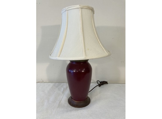 Vintage Art Pottery Lamp Heavy Maroon Glaze