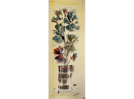 Original Alfred Birdsey Watercolor Painting Floral Bouquet 13 X 20
