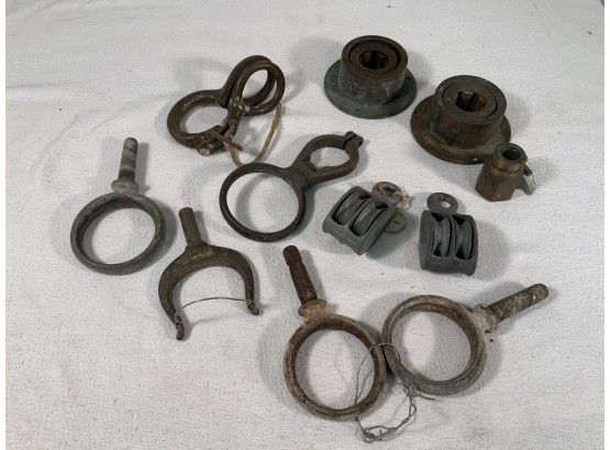 Lot Of Antique & Vintage Boat Bronze And Galvanized Hardware