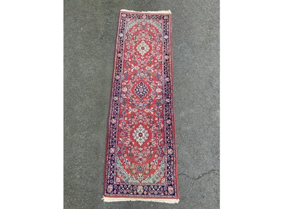 97 X 27 1/2 Hand Made Wool Floral Pattern Runner