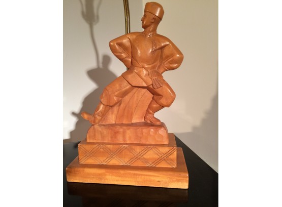 Rare Mid Century Signed HEIFETZ Carved Wood Lamp