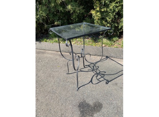 Vintage Wrought Iron Outdoor Table Glass Top
