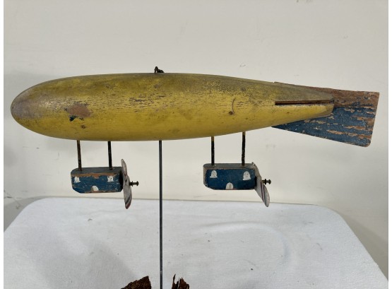 Antique Folk Art Wooden Painted Zeppelin Whirligig