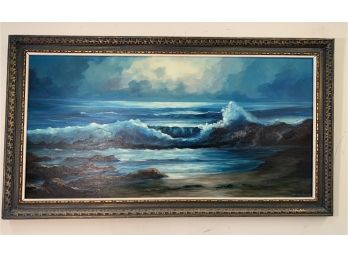Vintage Oil On Canvas Seascape Signed John Kacergis