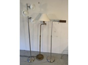 Trio Of Contemporary Modern Design Adjustable Floor Lamps