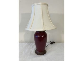 Vintage Art Pottery Lamp Heavy Maroon Glaze