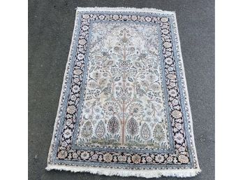 48 X 72 Semi-antique Tabriz Pictorial Rug Silk Cotton Blend