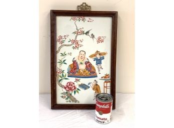 Old Chinese Famille  Rose Porcelain Framed Plaque