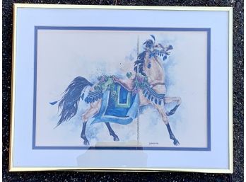 Vintage Baumgardner Watercolor Of Carousel Horse