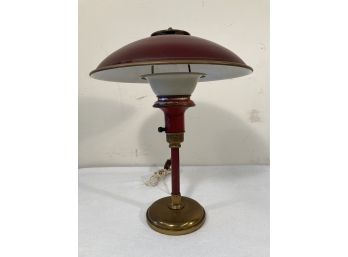 Mid-Century Wheeler Co. Flying Saucer Sight Light In Burgundy Red