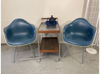Pair Of Mid-Century Herman Miller Fiberglass Shell Armchairs