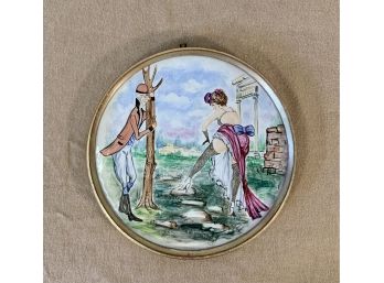 Antique Risque Hand Painted Porcelain Plaque