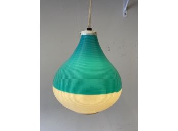 Mid-century Beehive Hanging Lamp Plastic Turquoise / White