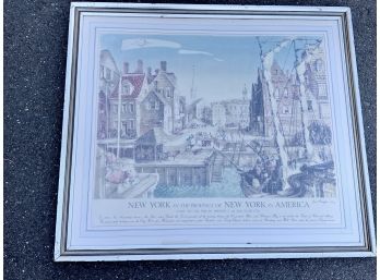Large Hand Colored Antique Print Of New York Harbor Denis Wreford 6/150