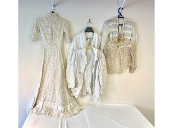 Lot Of 5 White Victorian Fancy Linen Garments