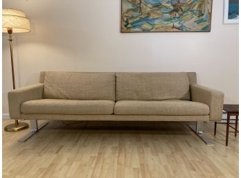 Mid-Century Modern Dux Hopsack Sofa Chrome Base